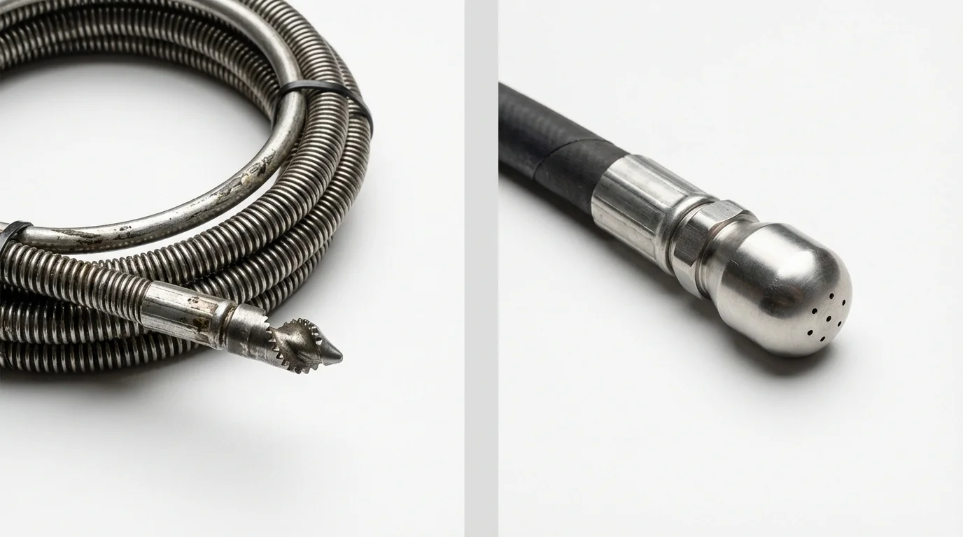 Drain snake cable and hydro jetting nozzle used for drain cleaning in Robert Lee, TX